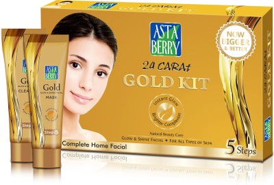 ASTABERRY Gold Mini Facial Kit, 5 Steps for Glowing & Shine 100gm(100 g)