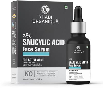 khadi ORGANIQUE Salicylic Acid 2% Face Serum 30ml - Mild Exfoliant - Pore Reduction, Oil Control, and Acne Spot Treatment