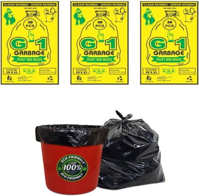 G-1 19x21 Inch, Medium Black Garbage Bags, Pack of 3 Medium 15 L Garbage Bag  Pack Of 90(90Bag )