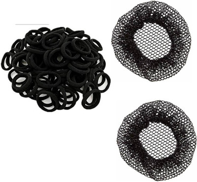 Sharum Crafts 20 RubberBand Black & 2Pc Juda Net Hair Accessory Set(Black)