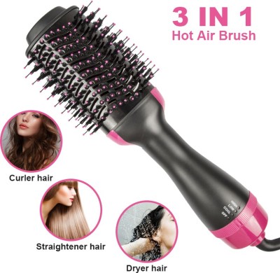 NH WORLD Hot Air Brush 3 in 1 One Step Hair Dryer and Styler Brush for All Hair Types Hair Dryer(1000 W, Pink)