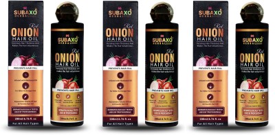 Subaxo Herbal Red Onion Hair Oil 3 Pc Each 200 ml Hair Oil(600 ml)