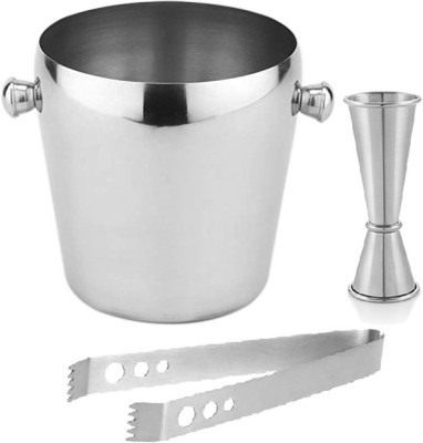 finality 1 L Steel Single Wall Ice Bucket with Ice Tong and Ring Peg| Great Bar Tools & Accessories Ice Bucket(Steel)