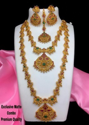 Karishma Kreations Brass, Mother of Pearl, Copper, Alloy Copper, Brass Red, Copper, Green, Gold Jewellery Set(Pack of 1)