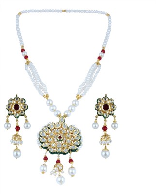 Pearlz Ocean Alloy Gold-plated White, Red Jewellery Set(Pack of 1)
