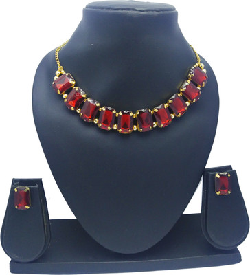 barakath Alloy Maroon Jewellery Set(Pack of 1)