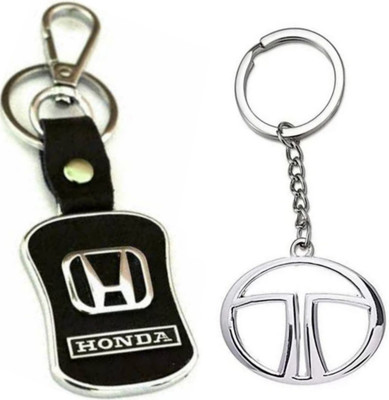 JAINSON MARTIN Combo of Honda Leather Keychain & Tata Metal Logo Keychain Key Chain