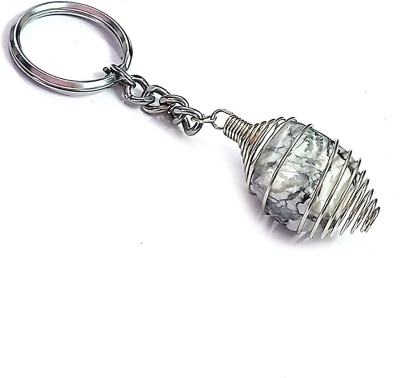 AIR9999 Howlite Crystal Tumble Key Chain Key Ring For Chakra And Reiki Healing Key Chain