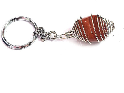 AIR9999 Natural Red Jasper Protection Crystal Tumble Key Chain Key Ring Key Chain