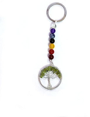 AIR9999 Natural Peridot Crystal Tree Of Life Chakra Crystals Key Chain Key Ring Key Chain