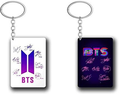 GIFTMART Bts Keychain Hd Printed Bts Army Keychain For Bts Lover ( 1 Pink Sig 1 Neon) Key Chain