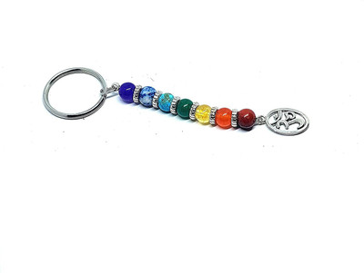 AIR9999 Seven Chakra Crystals With Om Symbol Lucky Charm Key Chain Key Chain