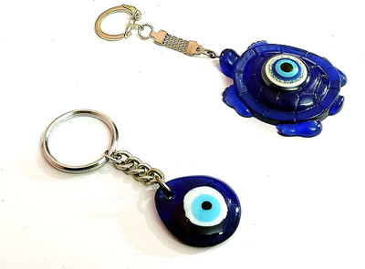 AIR9999 Set Of 2 Evil Eye Big Tortoise And Evil Eye Lucky Protection Chram Key Chain Key Chain