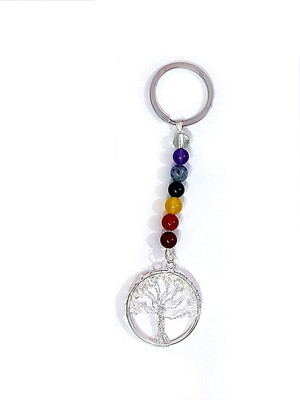 AIR9999 Clear Quartz Tree Of Life Lucky Charm Seven Chakra Crystals Key Chain Key Chain