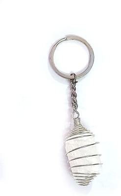 AIR9999 Selenite Crystal Tumble Key Chain Key Ring For Chakra And Reiki Healing Key Chain