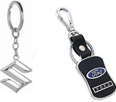 JAINSON MARTIN Combo of Suzuki metal logo keychain & Ford leather keychain Key Chain