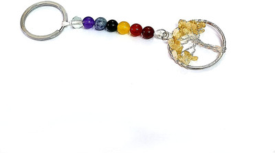 AIR9999 Citrine Seven Chakra Crystals Tree Of Life Key Chain Key Ring Key Chain