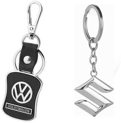 JAINSON MARTIN Combo of Suzuki Logo Metal & Valkswagen Leather Hook Keychain Good Quality Key Chain