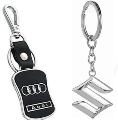 JAINSON MARTIN Combo of Audi Leather Keychain & Suzuki metal logo keychain Key Chain