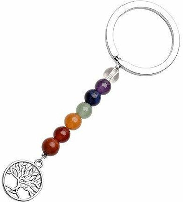 AIR9999 Seven Chakra Crystals Tree Of Life Lucky Charm Key Chain Key Ring Key Chain