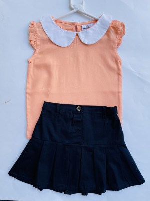 tots&tykes Girls Party(Festive) Top Skirt(PEACH & BLUE)