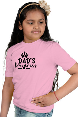 CHOMBOOKA Boys & Girls Typography, Printed Cotton Blend Regular T Shirt(Pink, Pack of 1)