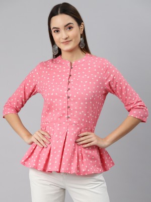 Malhaar Formal Printed Women Pink Top