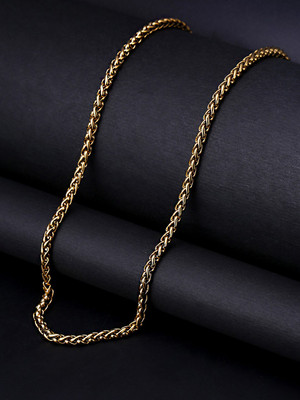 YELLOW CHIMES Boys Classic Stainless Steel Spiga/Wheat Chain Interlinked Neck Chain Stainless Steel Chain