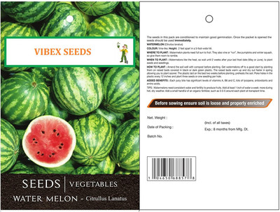 Biosnyg 6-8 Kg Fruit Deep Crimson Red High Yield Hybrid Watermelon 100 Seeds Seed(100 per packet)