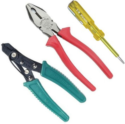 TAPARIA -Plier 1621-8inch,Tester813 with WS-06inch Wire Cutter Hand Tool Kit(3 Tools)