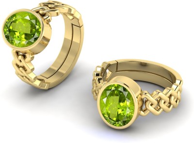TODANI JEMS 14.60 Ratti Certified Natural Green Peridot Gemstone Adjustable Ring Brass Peridot Ring