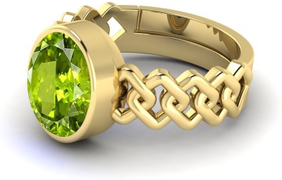 TODANI JEMS 12.25 Ratti 11.60 Carat Certified Natural Green Peridot Gemstone Adjustable Brass Peridot Ring