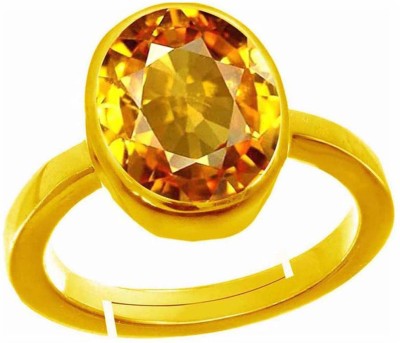 BWM GEMS Certified 9.25 Ratti Yellow SapphireStone (Pukhraj) Panchdhatu Alloy Sapphire Gold Plated Ring
