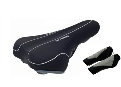 ShreNik Cycle Seat || Handle Grip Combo Senior MTB Bikes Seat Bicycle Saddle(Black, Grey)