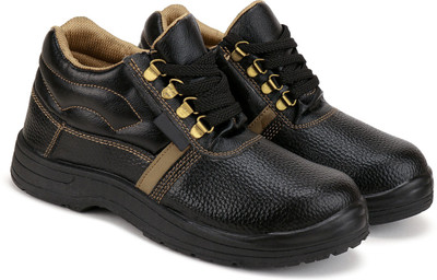 BERSACHE Steel Toe Synthetic Leather Safety Shoe(Black, S1, Size 10)