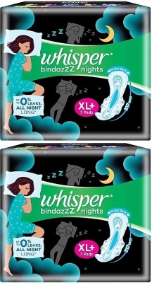 Whisper ultra nights XL+ 7+7 pads Sanitary Pad  (Pack of 2)
