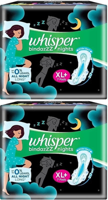 Whisper ultra nights XL+ 7+7 pads Sanitary Pad (Pack of 2)