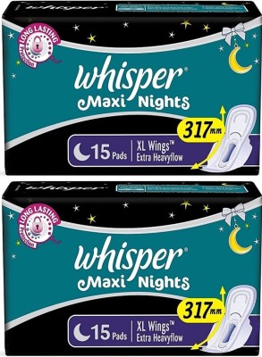 Whisper Maxi Night XL Wings 15+15 pads Women Sanitary Pad  (Pack of 2)