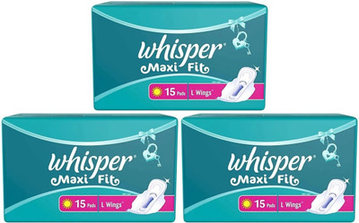Whisper Maxi Fit L Wings 15+15+15 pad Women Sanitary Pad (Pack of 45)