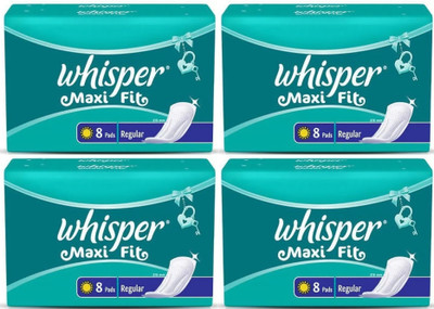 Whisper Maxi Fit Regular 8+8+8+8 pad Women Sanitary Pad (Pack of 4)