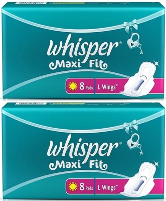 Whisper Maxi Fit L Wings 8+8 pad Women Sanitary Pad  (Pack of 16)