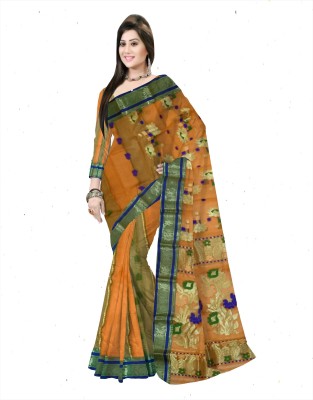 Pradip Fabrics Woven Tant Tussar Silk Saree(Orange)