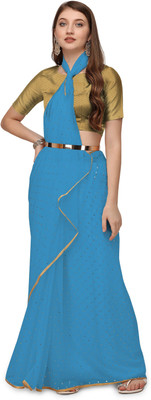 REDFISH Printed Bollywood Chiffon Saree(Light Blue)