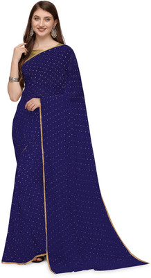 JV Fashion Printed Daily Wear Chiffon Saree(Dark Blue)