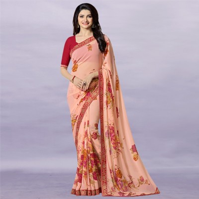 BLEESBURY Printed Bollywood Georgette, Chiffon Saree(Orange)