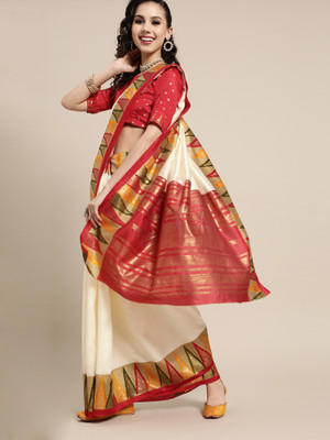 Ratnavati Self Design Bollywood Georgette Saree(Cream)