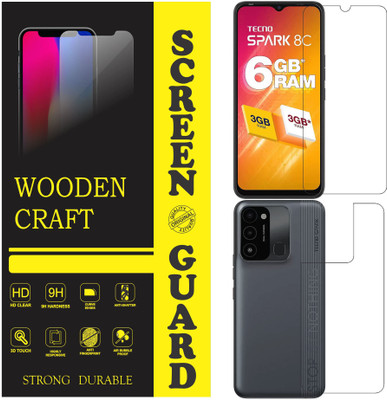 wooden craft Front and Back Tempered Glass for Tecno Spark 8C {Flexible}, KG5k, Spark 8C(Pack of 2)