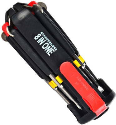 ACM 8 In one LED Portable Torch Combination magnetic crv steel alloy light weight emergency kit any time any where Combination Screwdriver Set(Pack of 1)
