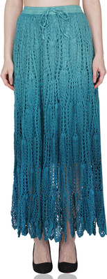 C Knits Self Design Women A-line Blue Skirt