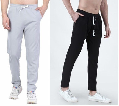 AMFABRICS Solid Men Grey, Black Track Pants